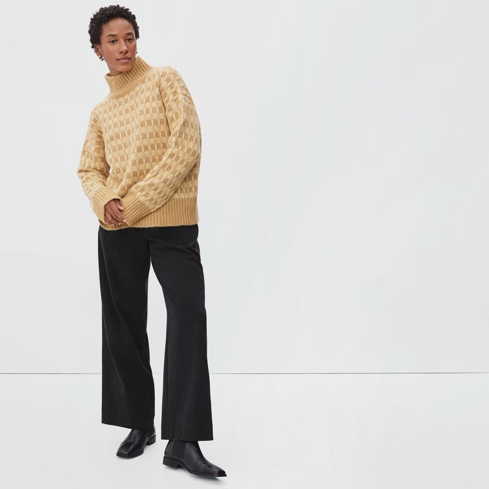 Everlane The Cloud Checkered Turtleneck S